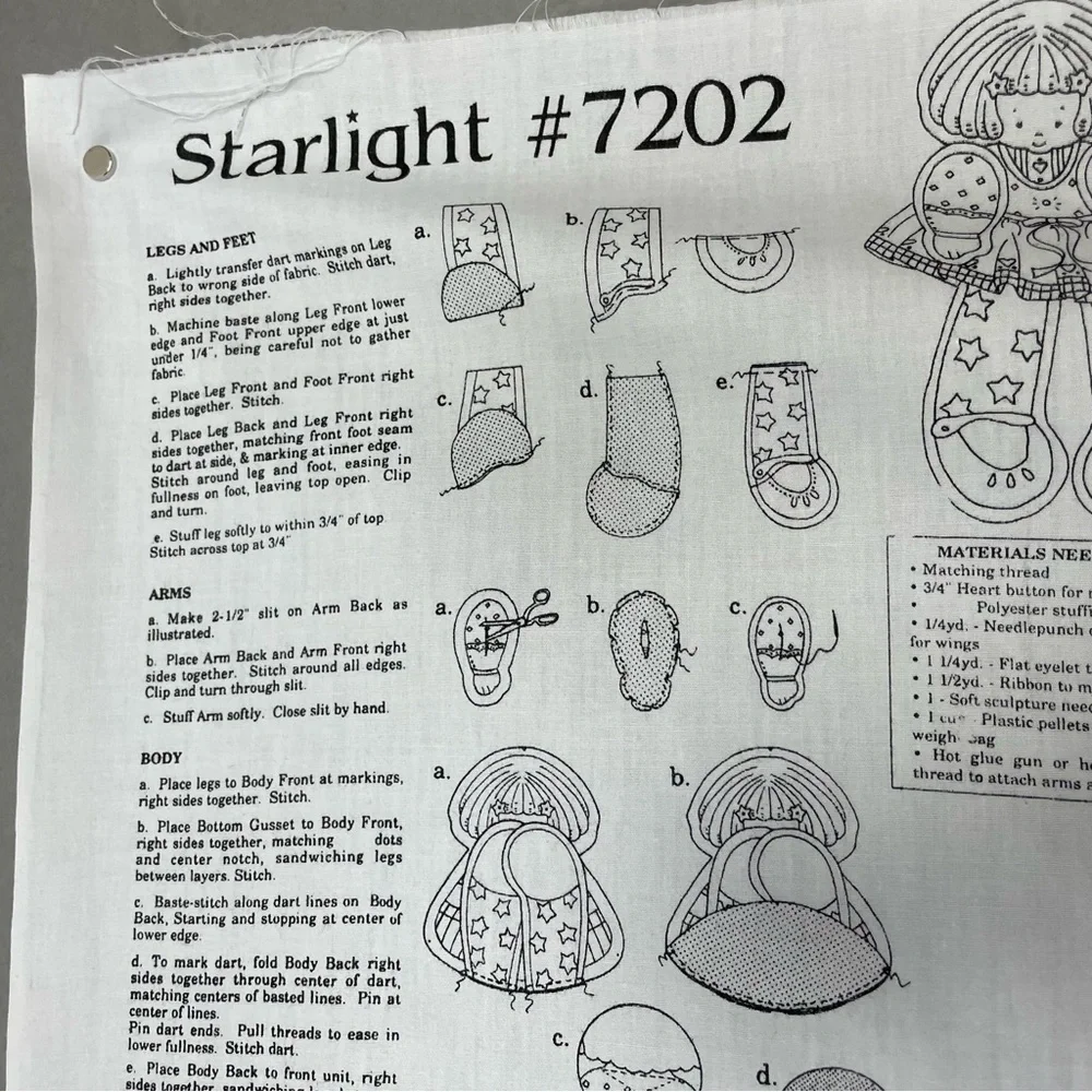 Vintage 90s Daisy Kingdom Starlight Soft Doll Angel Plush Kit Fabric Panel‎ #K11
